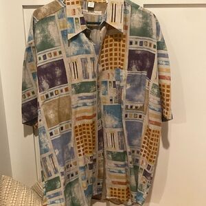 Mens haupt short sleeve dress shirt print 44xl 17 1/2